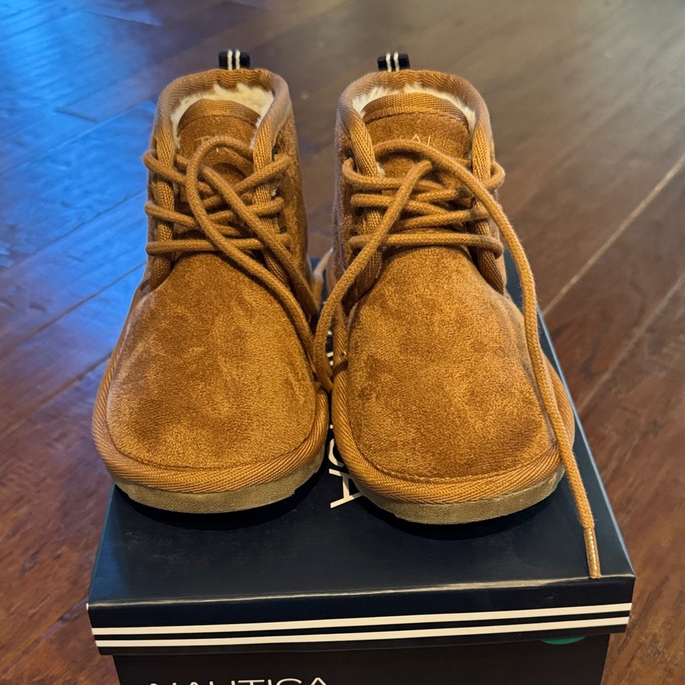 Nautica Tan Suede Lace-Up Bootie